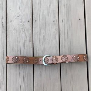 Brown floral embossed studded belt size medium